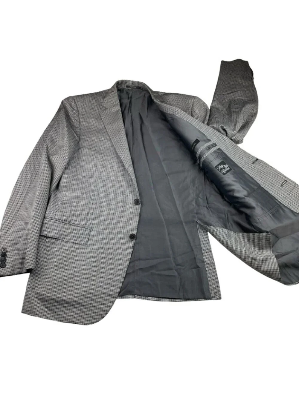 Ermenegildo Zegna Men’s Wool/Silk 2-Button Blazer Gray Plaid • Italy • 44R US